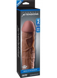 Коричневая насадка Mega 2  Extension - 20,3 см. - Pipedream - в Пензе купить с доставкой