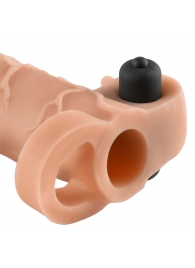 Телесная вибронасадка с кольцом Vibrating Real Feel 2 Extension - 16 см. - Pipedream - в Пензе купить с доставкой