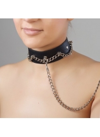 Чёрный ошейник из натуральной кожи - Sitabella - купить с доставкой в Пензе