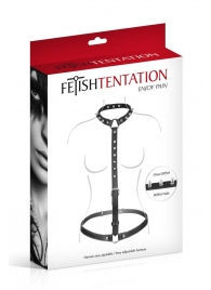 Черная упряжь на тело с шипами на ошейнике - Fetish Tentation - купить с доставкой в Пензе