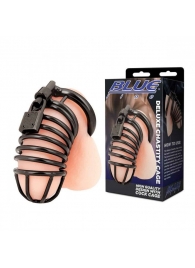 Черная металлическая клетка с замком Deluxe Chastity Cage - BlueLine - купить с доставкой в Пензе
