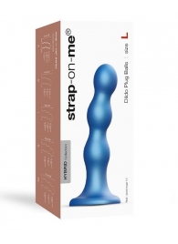 Голубая насадка Strap-On-Me Dildo Plug Balls size L - Strap-on-me - купить с доставкой в Пензе