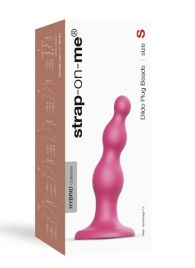 Розовая насадка Strap-On-Me Dildo Plug Beads size S - Strap-on-me - купить с доставкой в Пензе