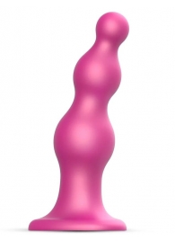 Розовая насадка Strap-On-Me Dildo Plug Beads size S - Strap-on-me - купить с доставкой в Пензе