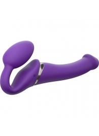 Фиолетовый безремневой вибрострапон Silicone Bendable Strap-On - size M - Strap-on-me - купить с доставкой в Пензе