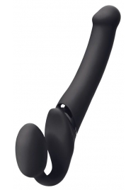 Черный безремневой вибрострапон Silicone Bendable Strap-On - size XL - Strap-on-me - купить с доставкой в Пензе