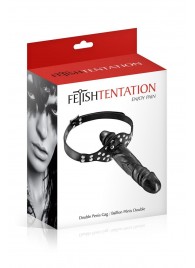 Черный кляп-фаллоимитатор Double Penis Gag - Fetish Tentation - купить с доставкой в Пензе