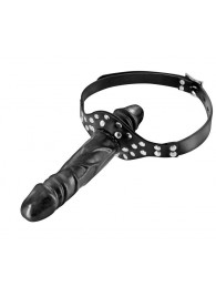 Черный кляп-фаллоимитатор Double Penis Gag - Fetish Tentation - купить с доставкой в Пензе