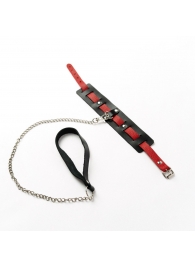 Черный ошейник с красным ремешком и поводком - Crazy Handmade - купить с доставкой в Пензе