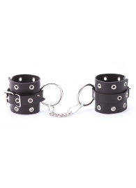 Черные кожаные наручники с люверсами - Crazy Handmade - купить с доставкой в Пензе