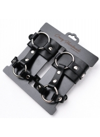 Черные наручники с креплением на кисть руки - Crazy Handmade - купить с доставкой в Пензе