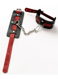 Черные оковы с красным декором и заклепками - Crazy Handmade - купить с доставкой в Пензе