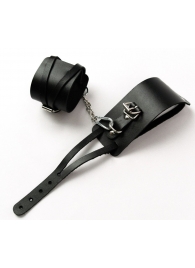 Черные кожаные оковы с креплением в виде веревочек - Crazy Handmade - купить с доставкой в Пензе