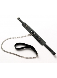 Черный ошейник с шипами и поводком - Crazy Handmade - купить с доставкой в Пензе