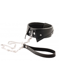 Черный ошейник-воротничок с металлическим поводком - Crazy Handmade - купить с доставкой в Пензе