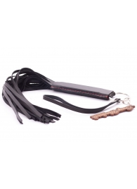 Черная кожаная плеть с удобной ручкой - 50 см. - Crazy Handmade - купить с доставкой в Пензе