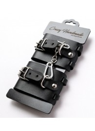 Черные кожаные наручники с ремешками - Crazy Handmade - купить с доставкой в Пензе