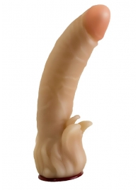Телесная гелевая насадка-фаллос с клиторальными лепестками - 18,5 см. - LOVETOY (А-Полимер) - купить с доставкой в Пензе