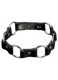 Кожаный черный ошейник с кольцами - Sitabella - купить с доставкой в Пензе