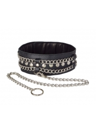 Чёрный ошейник с цепочками и поводком - Sitabella - купить с доставкой в Пензе