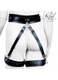 Черный кожаный пояс с гартерами - S-M - Notabu - купить с доставкой в Пензе