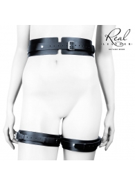 Черный кожаный пояс с гартерами - S-M - Notabu - купить с доставкой в Пензе