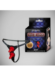 Чёрные кожаные трусики с двумя штырьками для насадок - Sitabella - купить с доставкой в Пензе