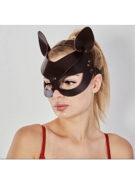 Коричневая кожаная маска  Кошечка - Sitabella - купить с доставкой в Пензе