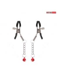 Серебристые зажимы на соски с шариками на цепочках - Notabu - купить с доставкой в Пензе