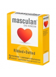 Презервативы с колечками и пупырышками Masculan Ribbed+Dotted - 3 шт. - Masculan - купить с доставкой в Пензе
