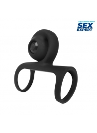 Черная вибронасадка на пенис Sex Expert - Sex Expert - в Пензе купить с доставкой