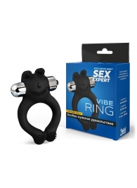 Черное силиконовое эрекционное виброкольцо Sex Expert - Sex Expert - в Пензе купить с доставкой