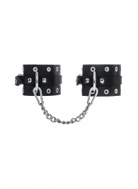 Черные кожаные однослойные оковы с люверсами - Pecado - купить с доставкой в Пензе