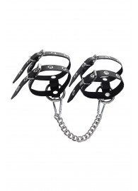 Черные однослойные кожаные оковы из двух ремешков - Pecado - купить с доставкой в Пензе