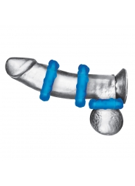 Комплект из трех голубых эрекционных колец 3-Pack Ribbed Rider Cock Ring Set - BlueLine - в Пензе купить с доставкой
