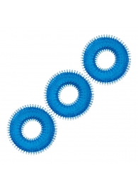 Комплект из трех голубых колец для эрекции 3-Pack Ultra-Stim Stretch Cock Rings - BlueLine - в Пензе купить с доставкой