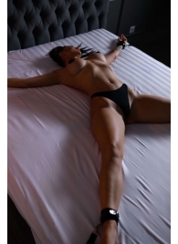 Черный кожаный набор фиксации на кровати Sex Game - БДСМ Арсенал - купить с доставкой в Пензе