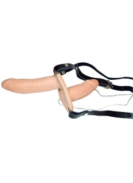 Телесный женский страпон с вагинальной пробкой Strap-On Duo - 15 см. - Orion - купить с доставкой в Пензе