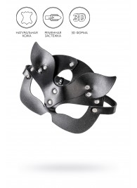 Черная кожаная рельефная маска кошки - Pecado - купить с доставкой в Пензе