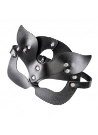 Черная кожаная рельефная маска кошки - Pecado - купить с доставкой в Пензе