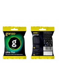 Ультратонкие презервативы Ganzo Ultra thin в мягкой упаковке - 3 шт. - Ganzo - купить с доставкой в Пензе