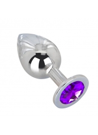 Большой плаг из стали с фиолетовым кристаллом Violet Dream - 9,5 см. - Erotic Fantasy - купить с доставкой в Пензе