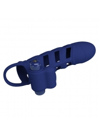 Синяя насадка на пенис Powerful Ring - 18,8 см. - Baile - в Пензе купить с доставкой