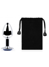 Анальное украшение BUTT PLUG  Small с синим кристаллом - 7 см. - Anal Jewelry Plug - купить с доставкой в Пензе