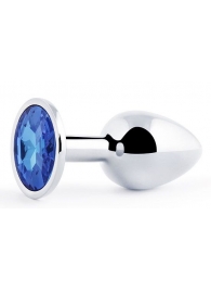 Анальное украшение BUTT PLUG  Small с синим кристаллом - 7 см. - Anal Jewelry Plug - купить с доставкой в Пензе