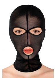 Черная сетчатая маска на голову с отверстиями для глаз и рта - Fetish Tentation - купить с доставкой в Пензе