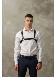 Черная мужская кожаная портупея №4 - БДСМ Арсенал - купить с доставкой в Пензе