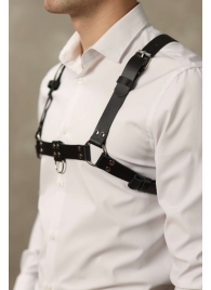 Черная мужская кожаная портупея №4 - БДСМ Арсенал - купить с доставкой в Пензе