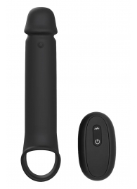 Черная насадка-удлинитель с вибрацией Vibrating Extender With Remote - Dream Toys - в Пензе купить с доставкой