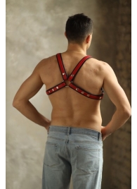 Черно-красная мужская портупея Black-Red - БДСМ Арсенал - купить с доставкой в Пензе